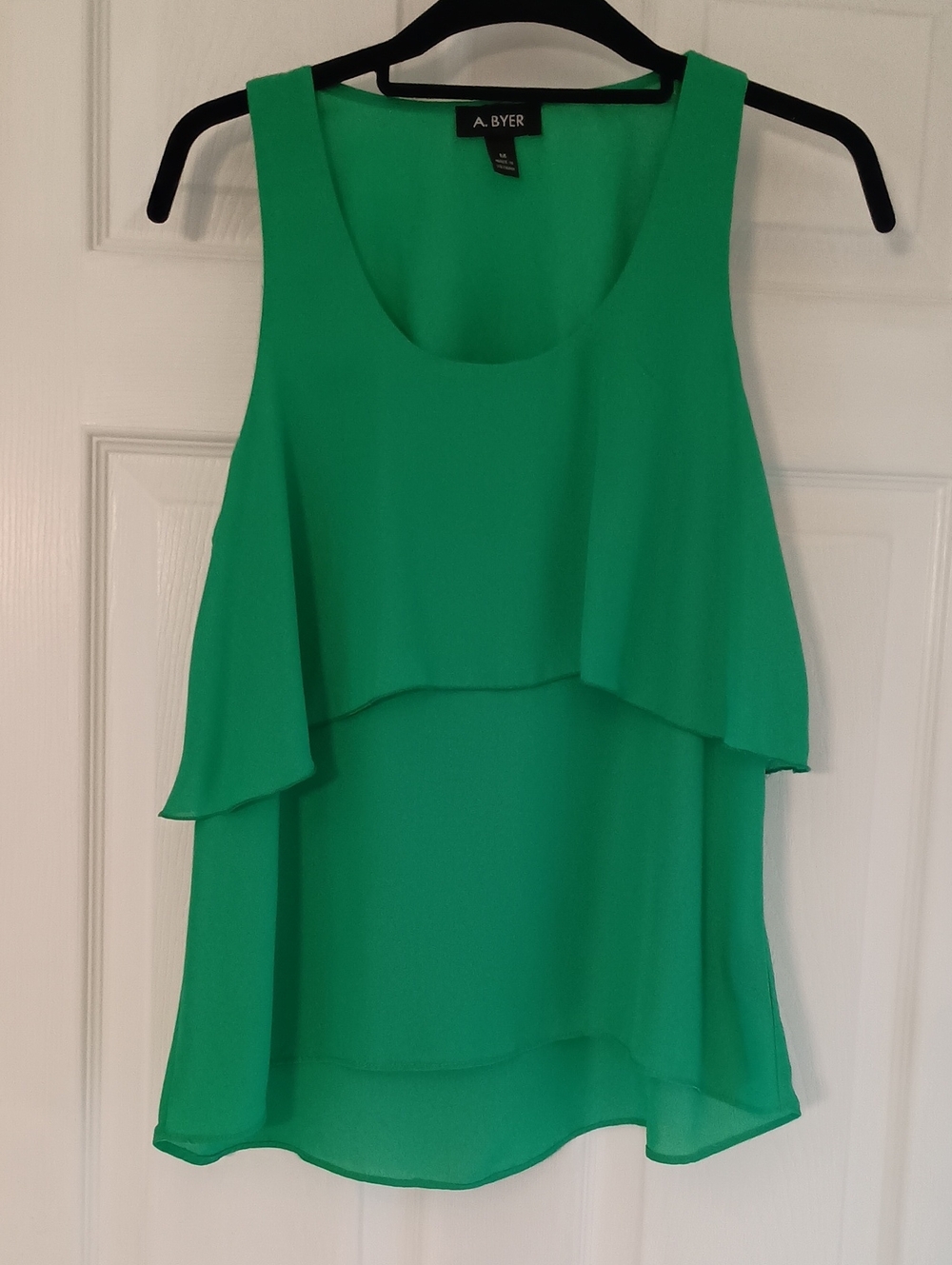 A. Byer Bright Green Layered Sleeveless Shell Top
